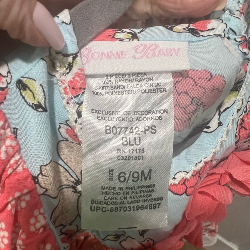 Bonnie Bay, Size 6/9M, Floral Kids Top - Pink and Blue, with bloomers - Picture 2 of 2